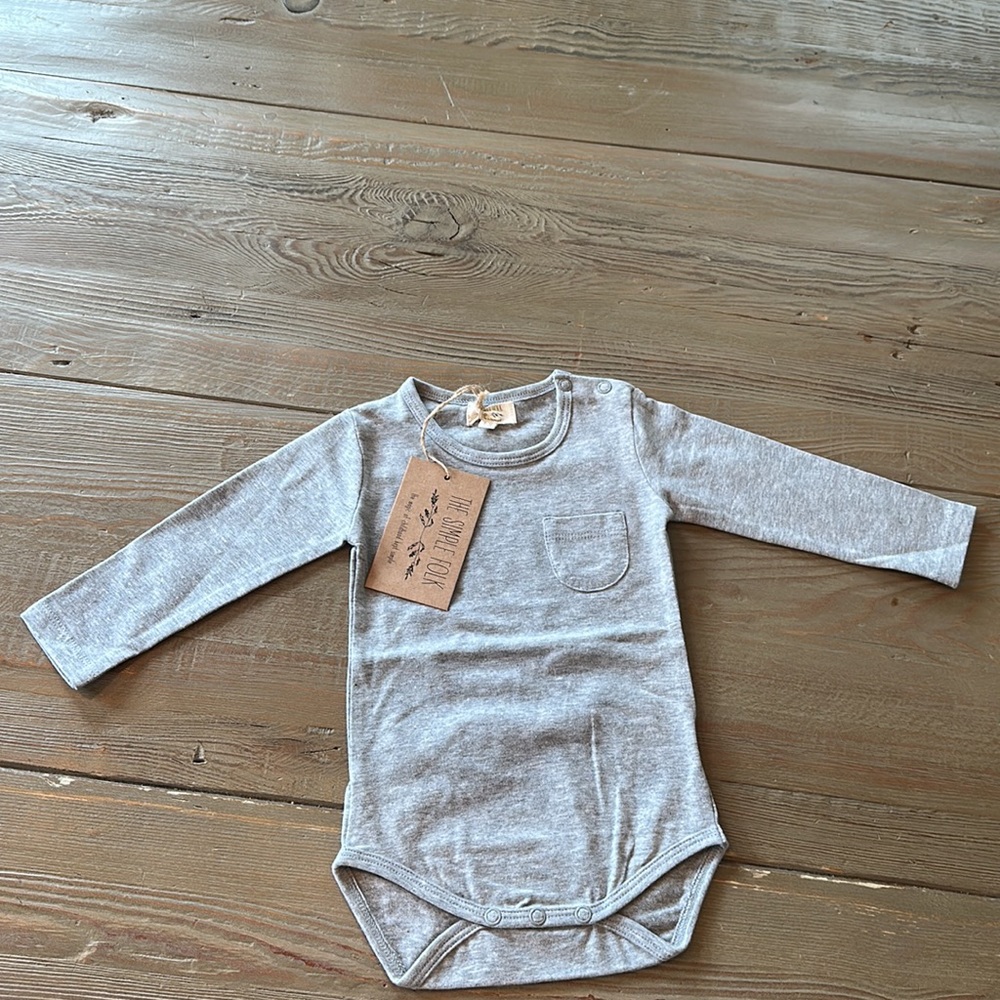 The Long-Sleeve Onesie THE SIMPLE FOLK gray melange 3/6 6/9 9/12 18/24